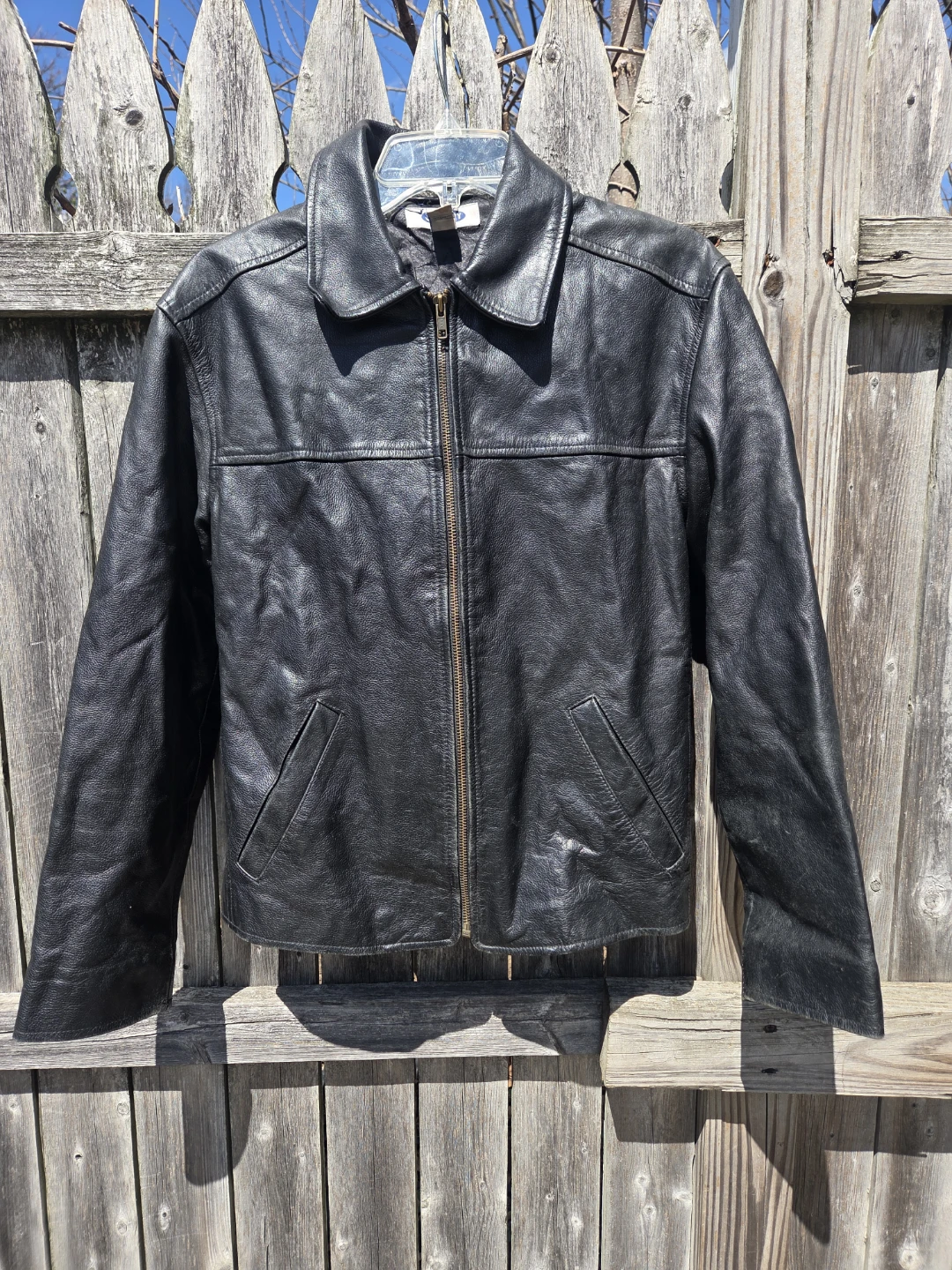 Old Navy Black Genuine Leather Jacket - XS