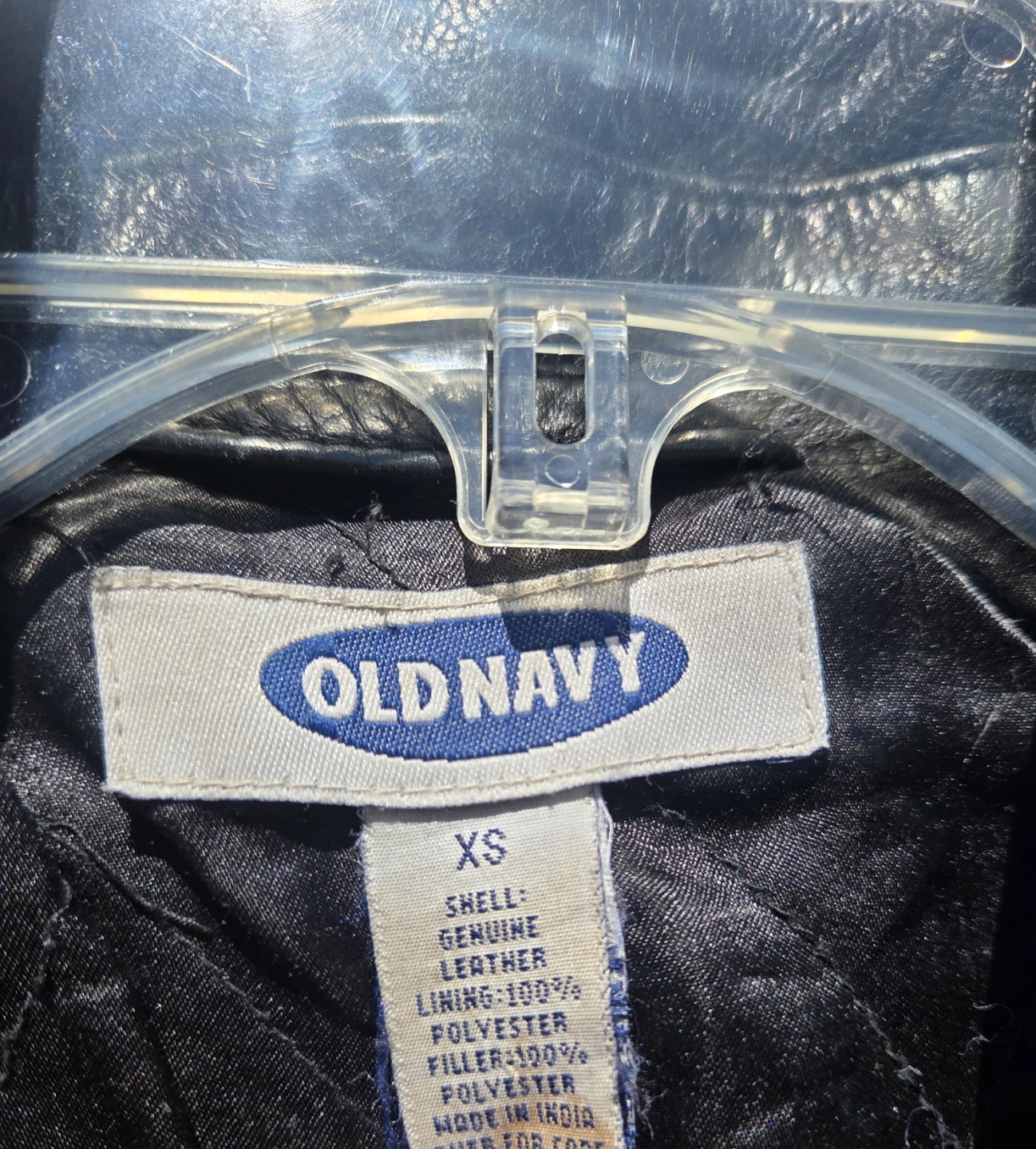 Old Navy Black Genuine Leather Jacket - XS - photo 3