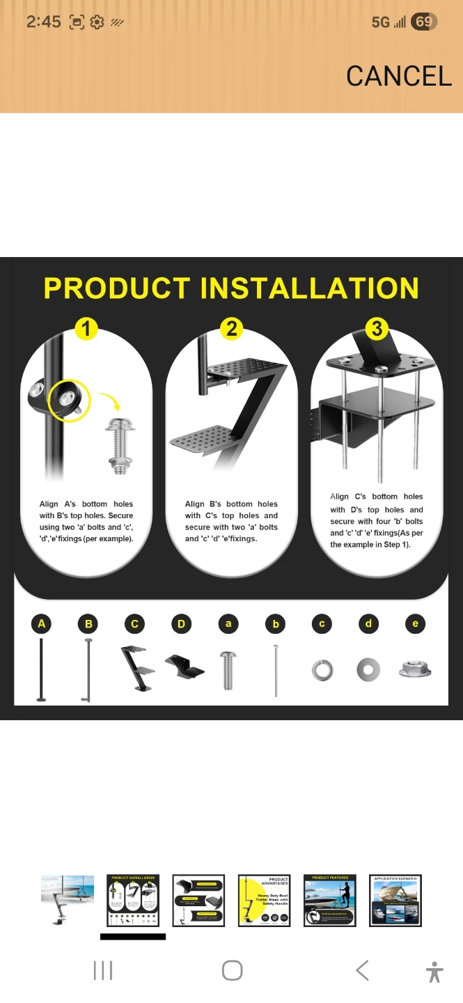 Heavy Duty Boat Trailer Steps with Safety Handle - photo 2