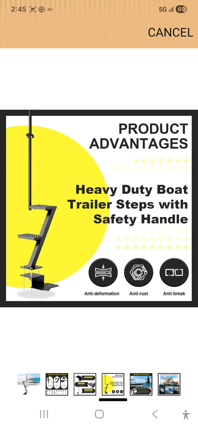 Heavy Duty Boat Trailer Steps with Safety Handle - photo 4