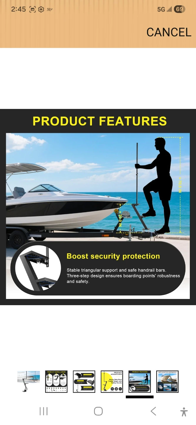 Heavy Duty Boat Trailer Steps with Safety Handle - photo 5