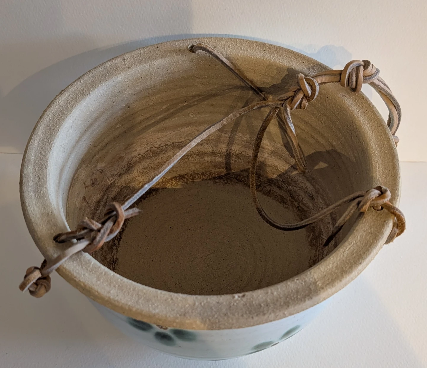 Ceramic Hanging planter with Leather straps - photo 2