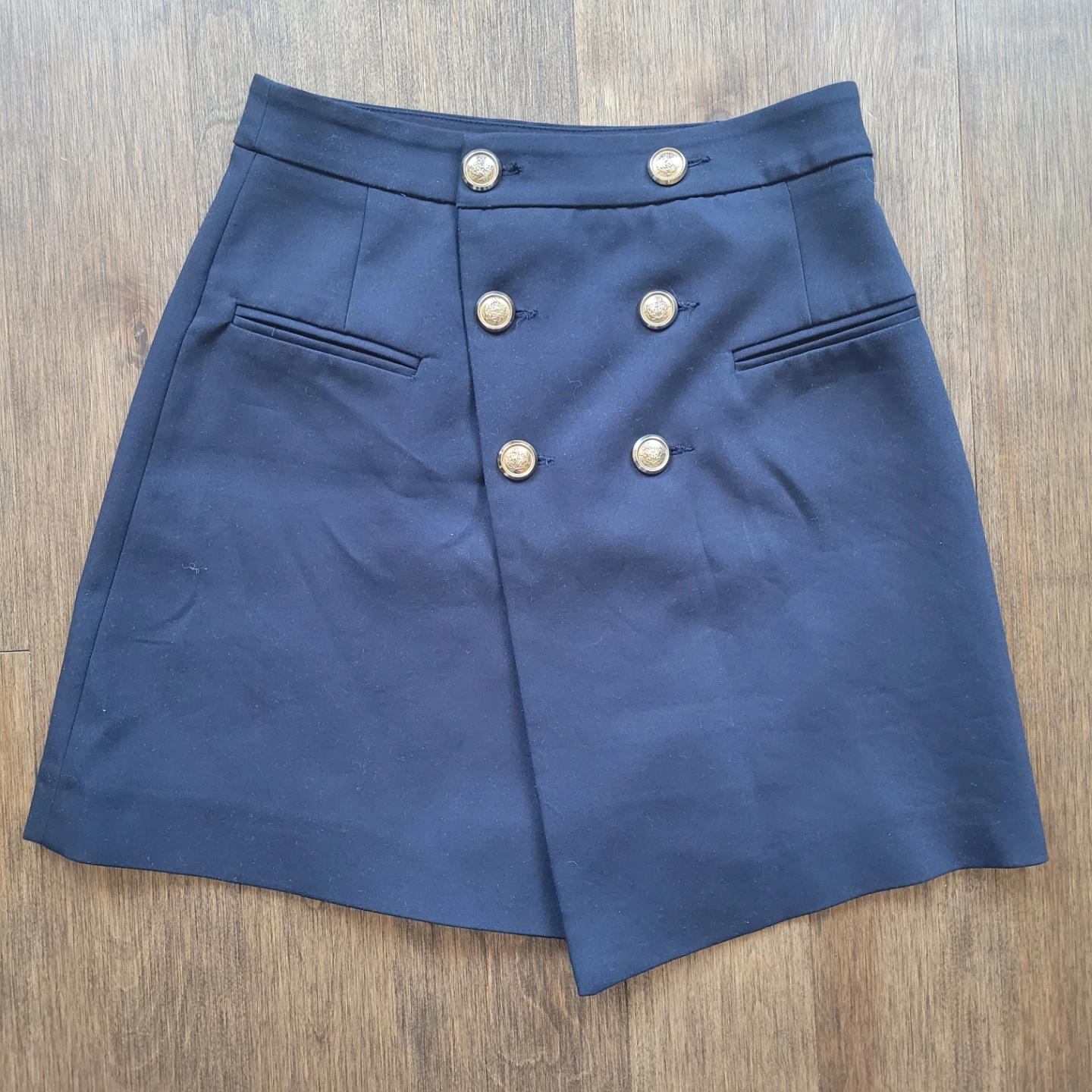 Zara Basic Military Wrap Skirt Navy Blue