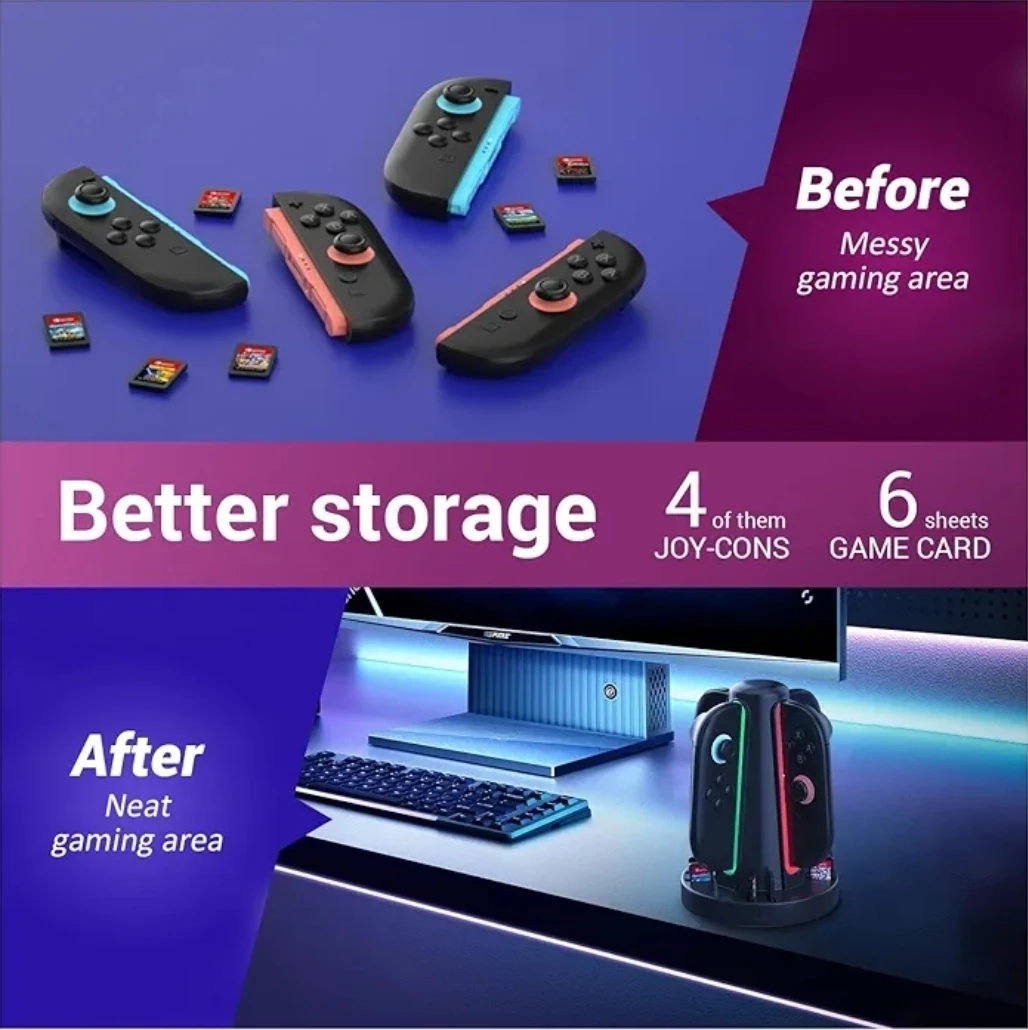 Nintendo Switch Joy-Con Charging Stand with Game Card Storage - photo 2