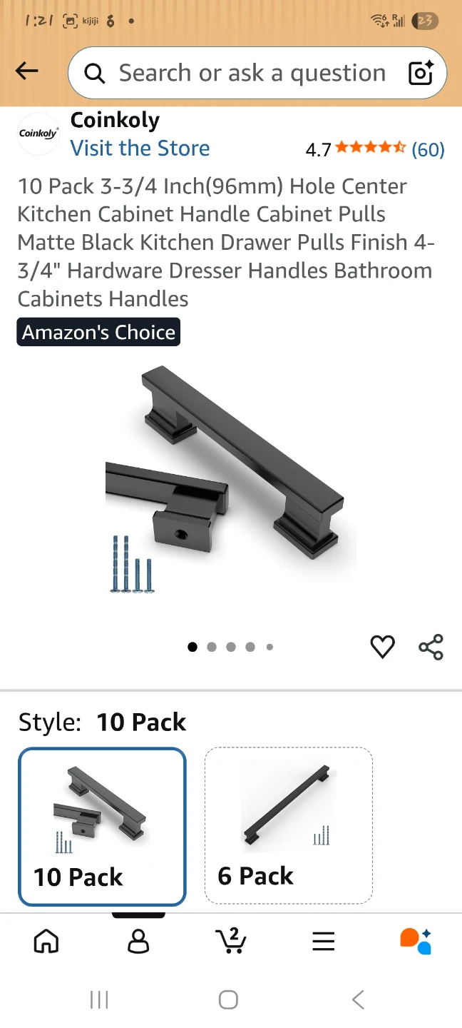 Matte Black Kitchen Cabinet Handles 🌱 (10 Pack)