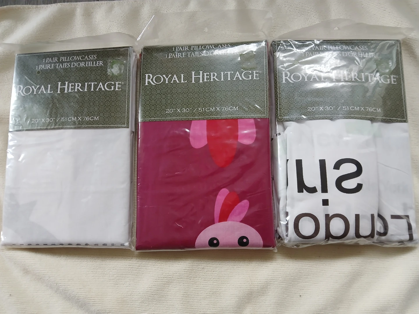 Royal Heritage Pillowcases available.2 per pk. Firm price.