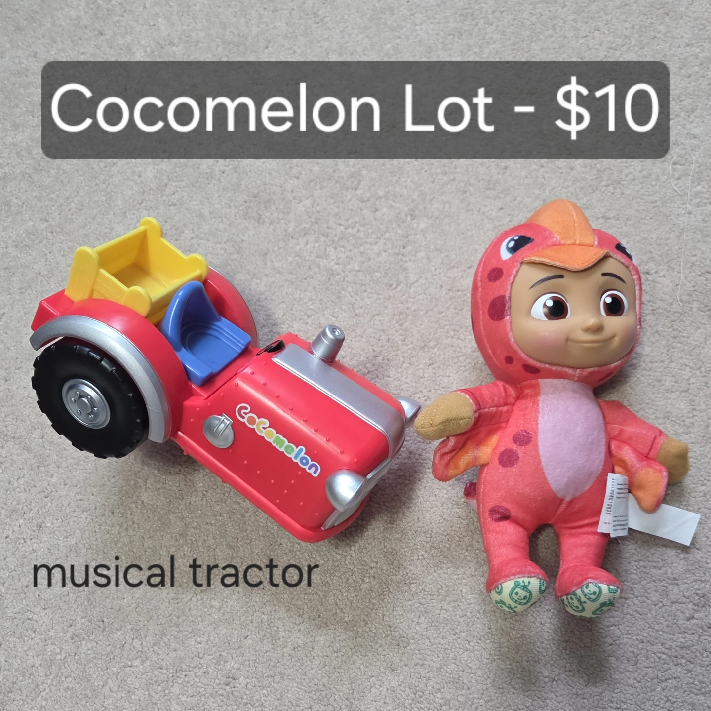 Cocomelon Musical Tractor and Plush Toy Lot