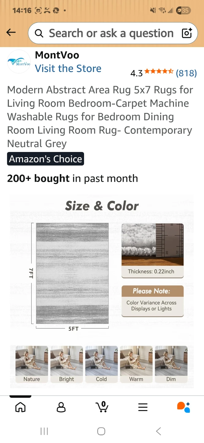 MontVoo 5x7 ft Modern Abstract Area Rug - Neutral Grey - photo 2