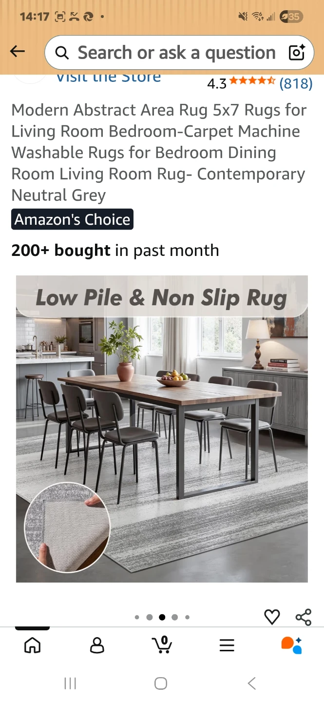 MontVoo 5x7 ft Modern Abstract Area Rug - Neutral Grey - photo 3
