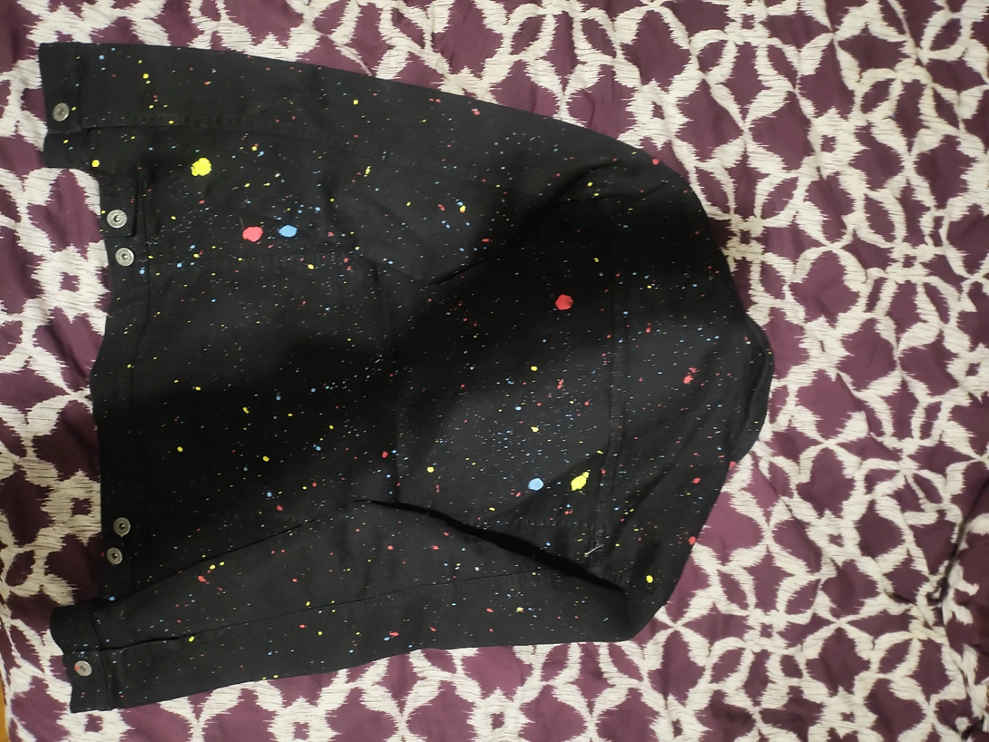 🌱EVOLUTION Black Denim Jacket with Multi-Color Splatter size XL - photo 4