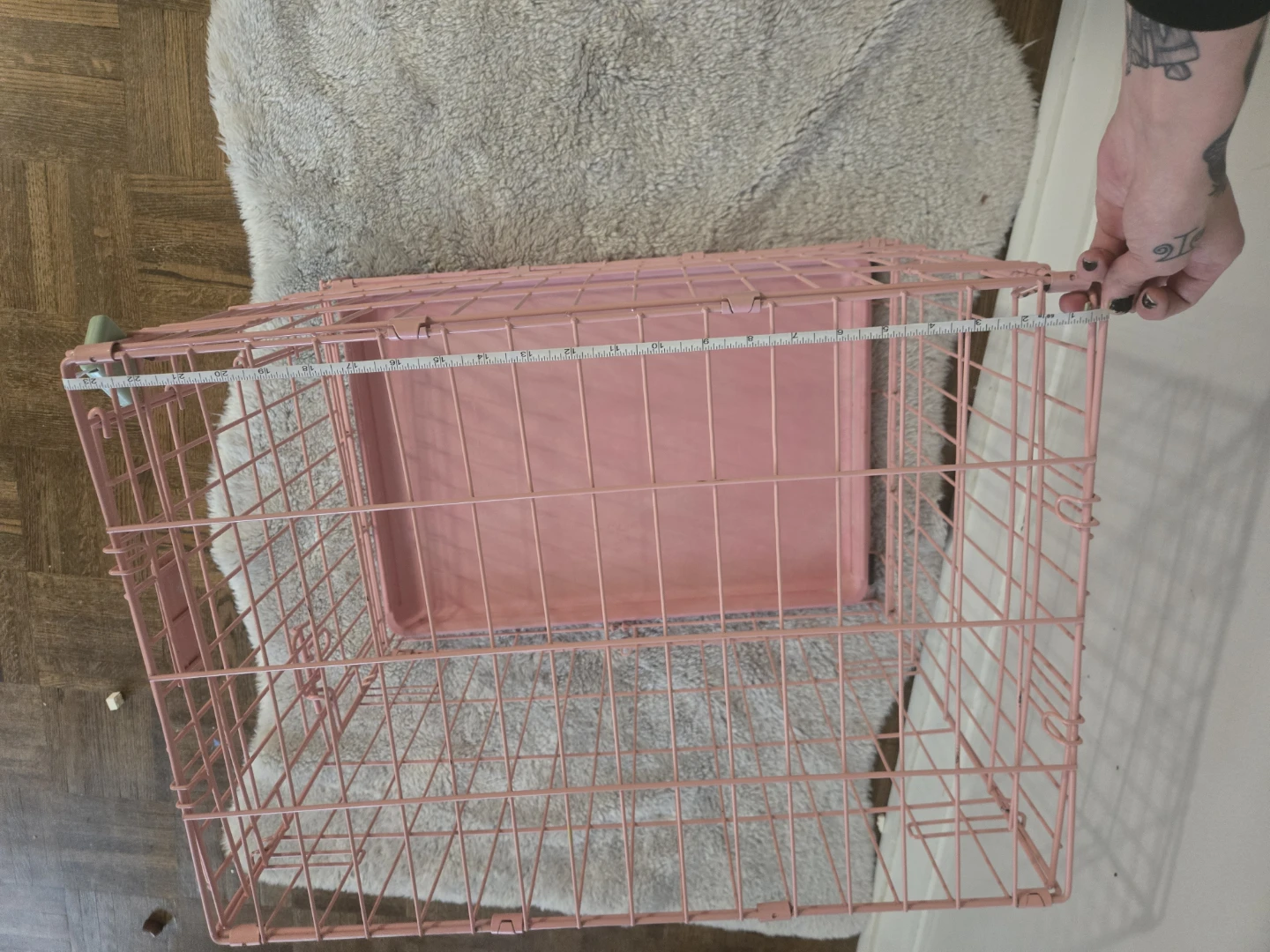 Pink Metal Pet Crate with Tray - photo 2