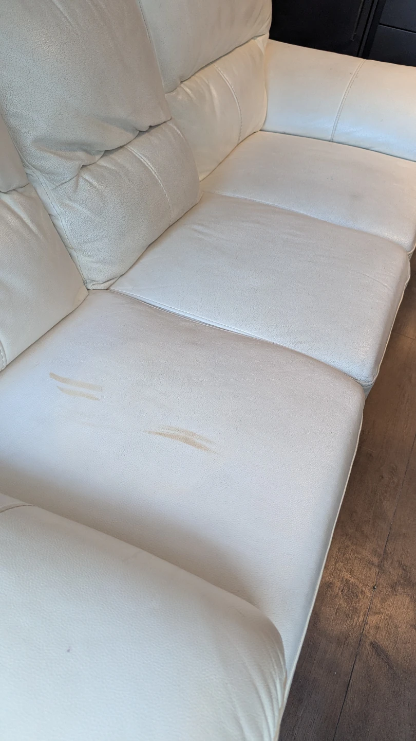 Cream Leather Sofa - photo 4