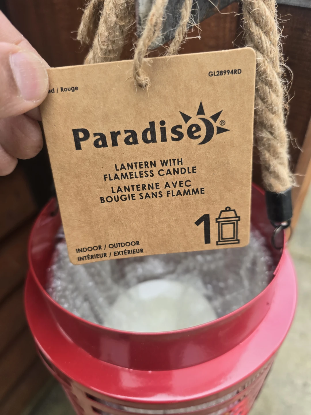 Paradise Lantern with Flameless Candle - Red - photo 2