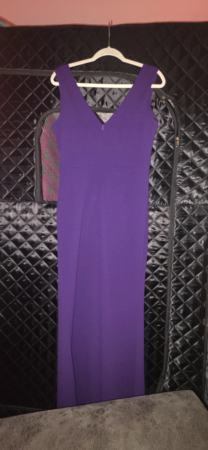 Royal Purple Sleeveless V Neck Split Evening Cocktail Long Dress - photo 5