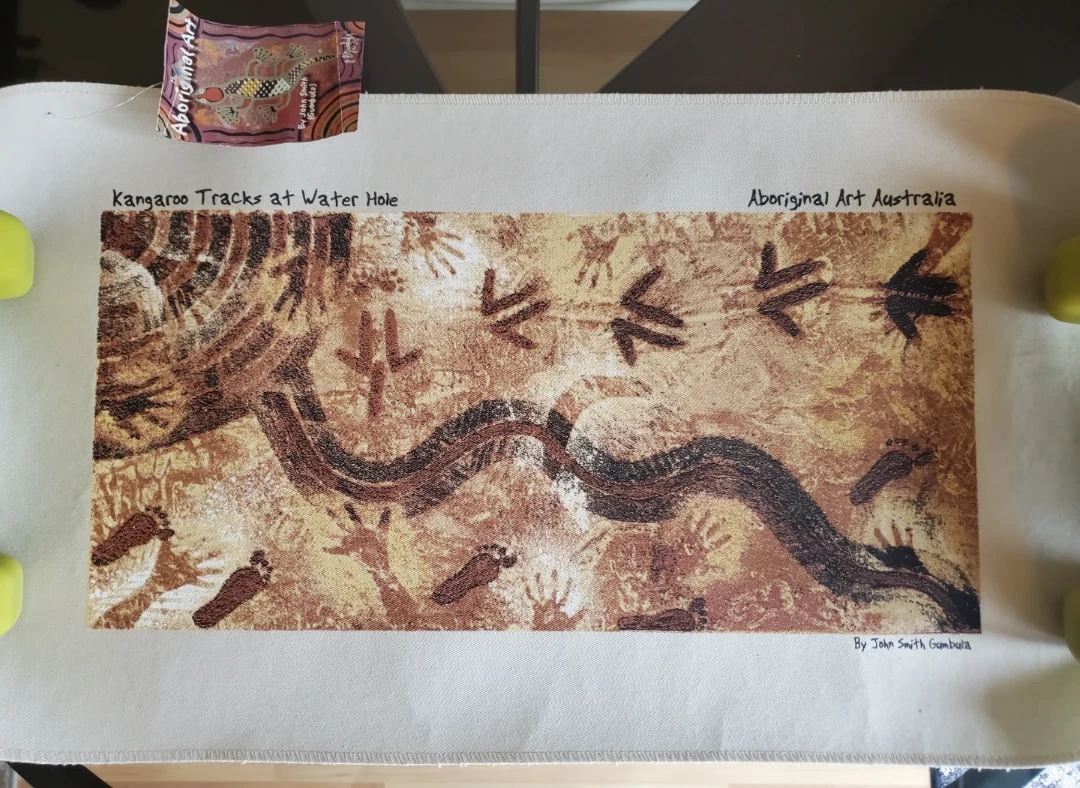 Artwork by John Smith (Gumbula) "Kangaroo Tracks at Water Hole" - photo 3