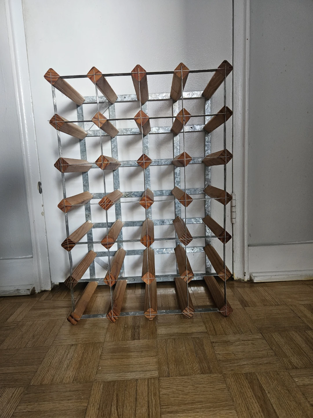 Vintage 24 Bottle Wine Rack - Wood and Metal