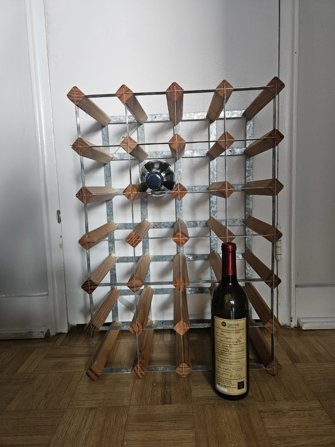 Vintage 24 Bottle Wine Rack - Wood and Metal - photo 2