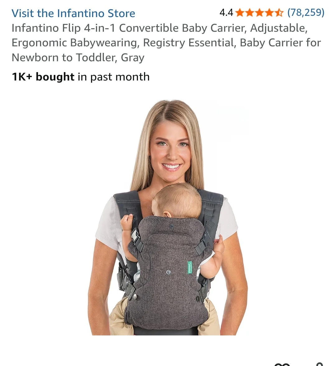 Infantino Flip 4-in-1 Convertible Baby Carrier - Gray