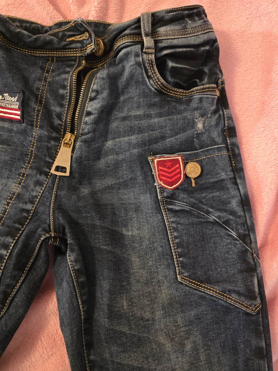 Blue Denim Jeans with Patches - Size M - photo 4
