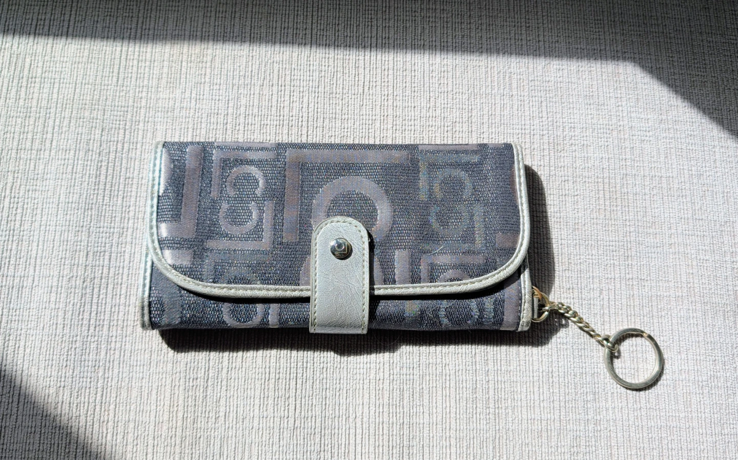 Grey Monogram Wallet with Keyring
