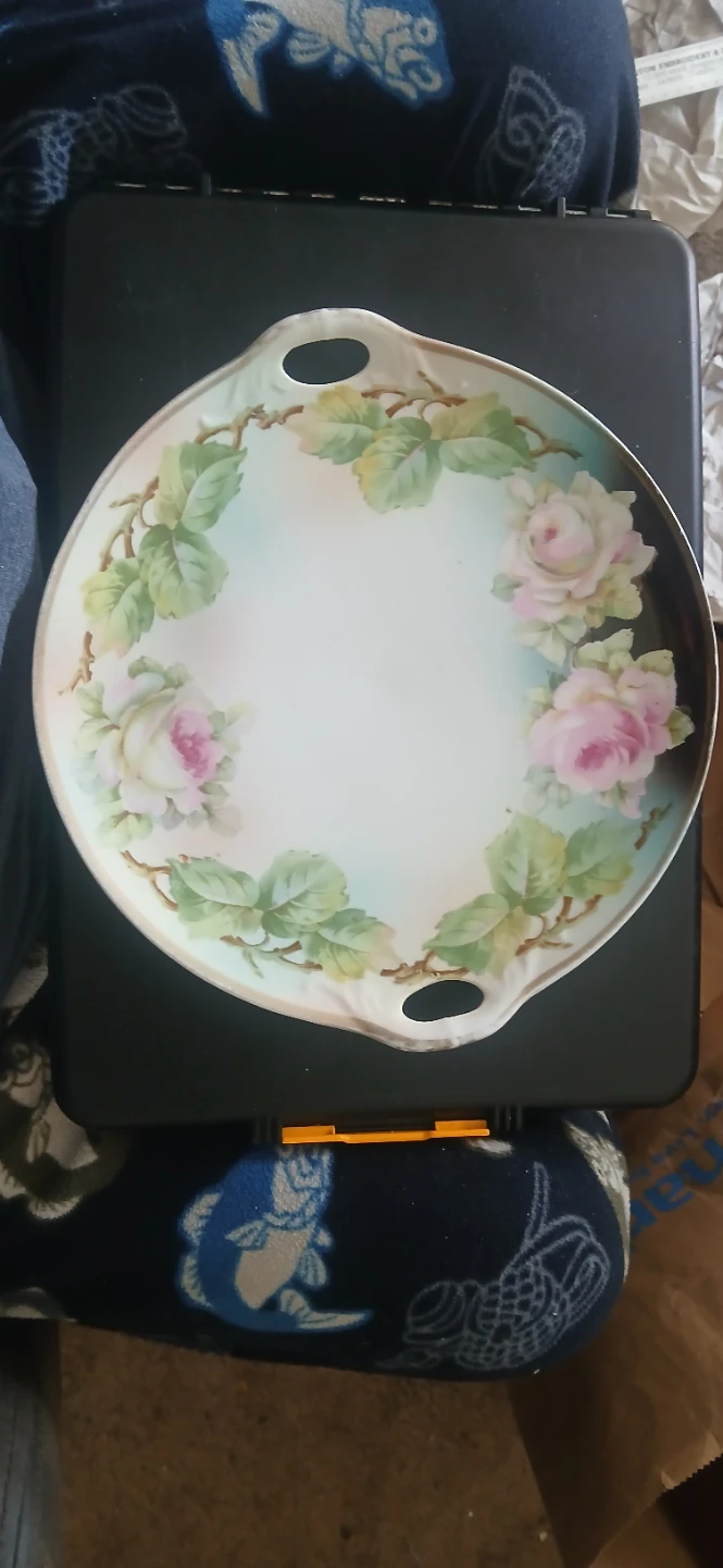 Vintage Decorative Plate with Roses 3 crown German origin 🌱