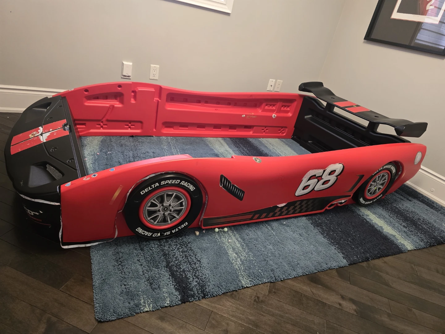 Red Race Car Kids Bed with mattress - photo 2