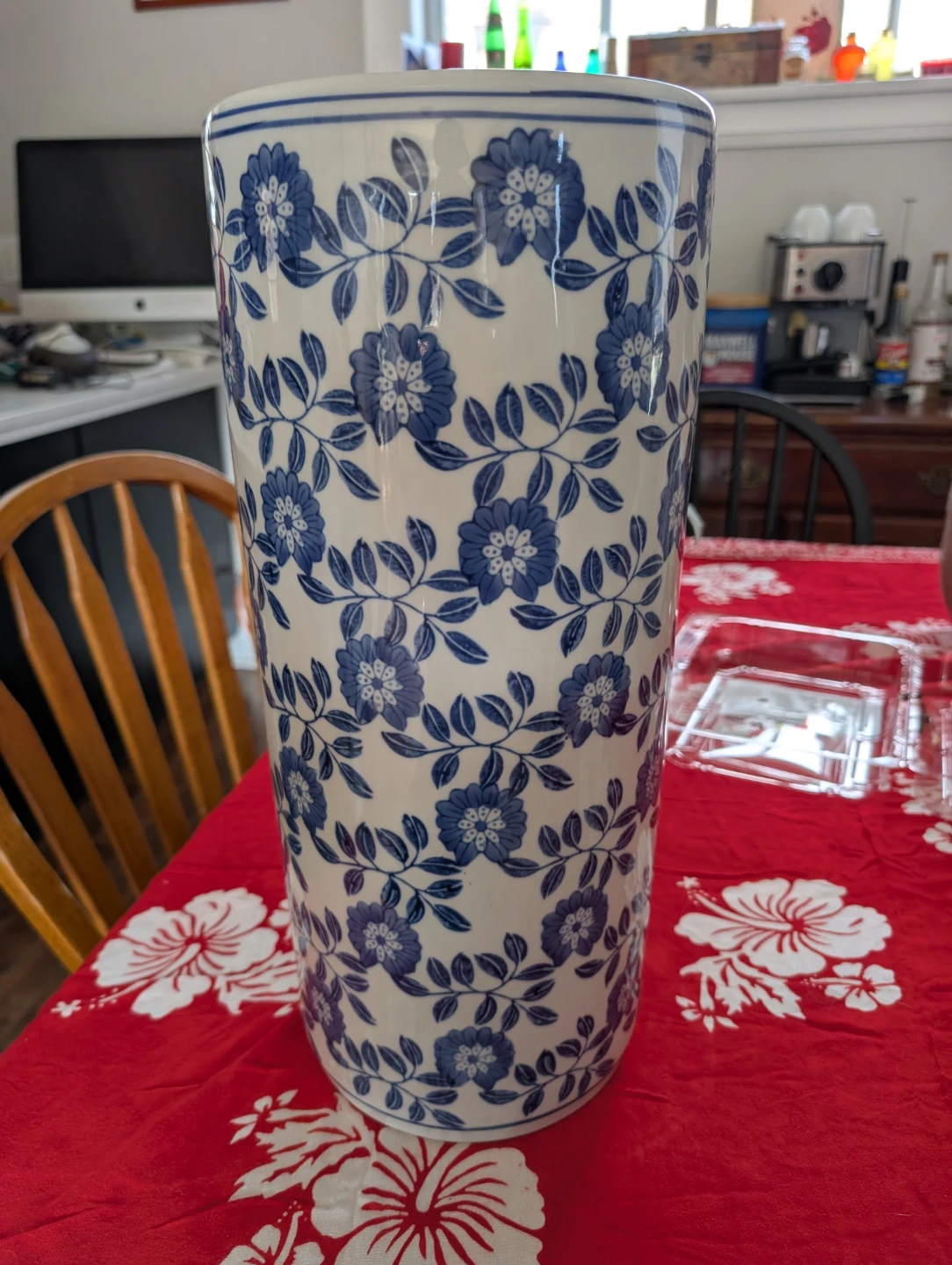 Blue & White Floral Pattern Umbrella Stand