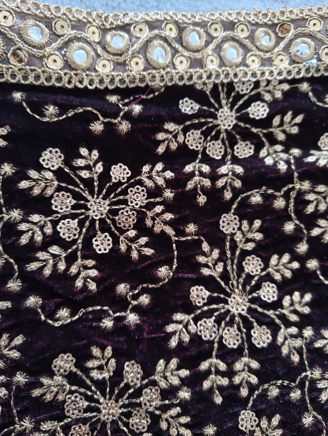 Embroidered Velvet Shawl 97" x 37"