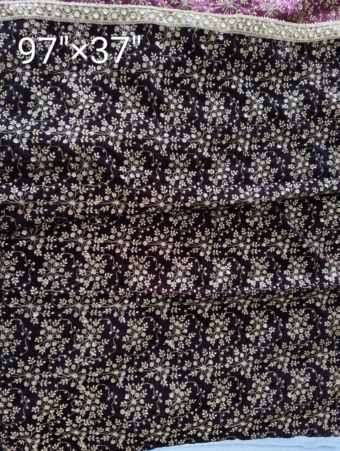 Embroidered Velvet Shawl 97" x 37" - photo 3