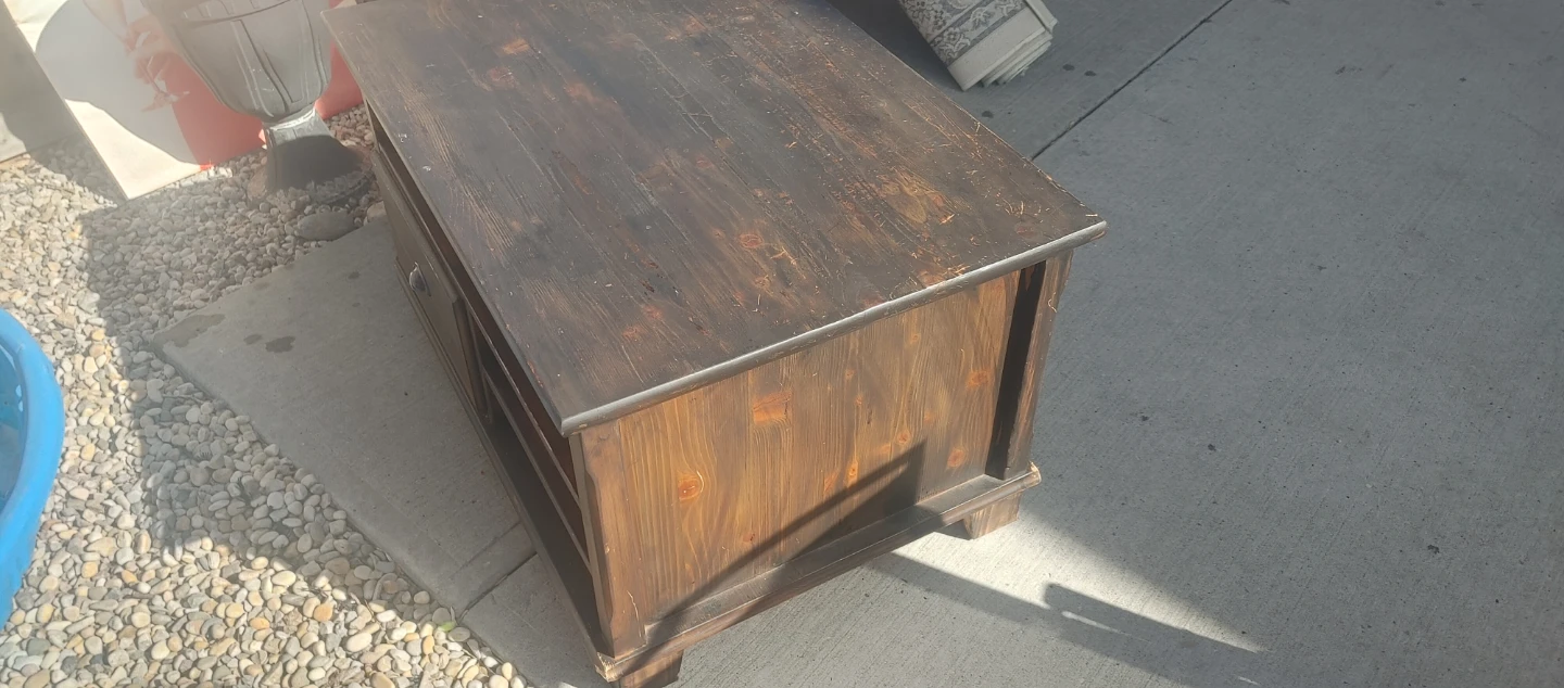 Wooden Media Console with Drawer and Shelves - photo 3
