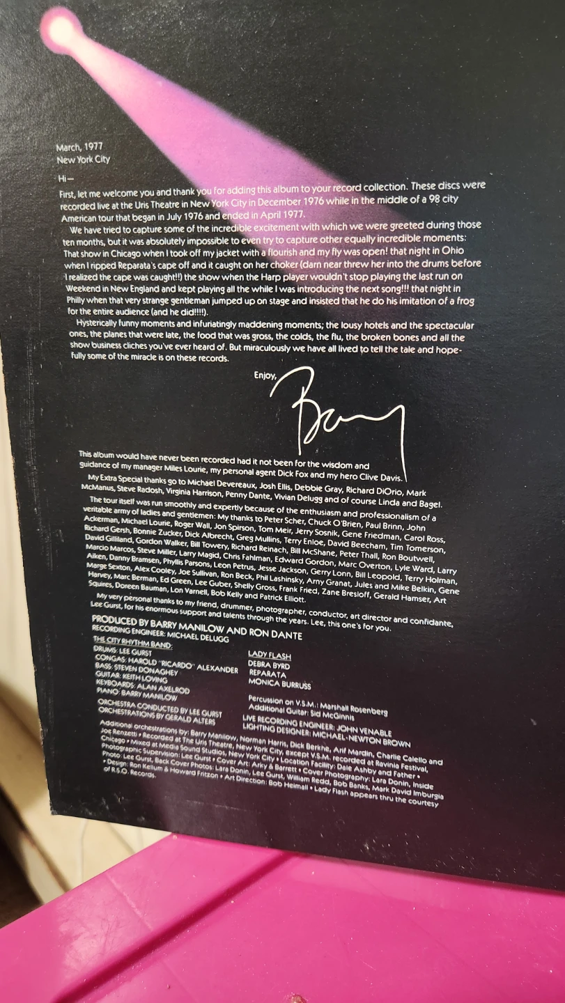 Barry Manilow Live Vinyl Record Album  Double LP - photo 4