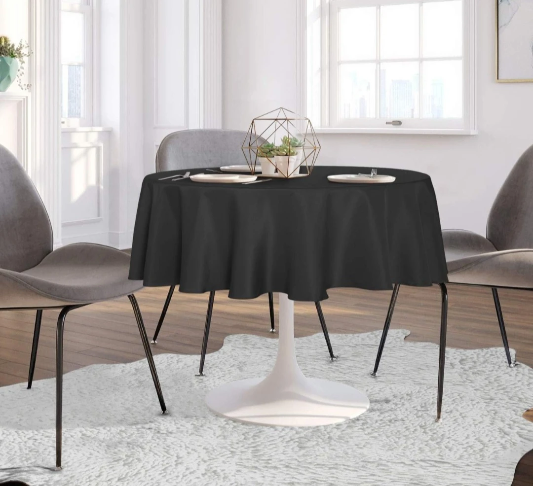 Sancua Round Tablecloth - 70x66 Inch Black - photo 2