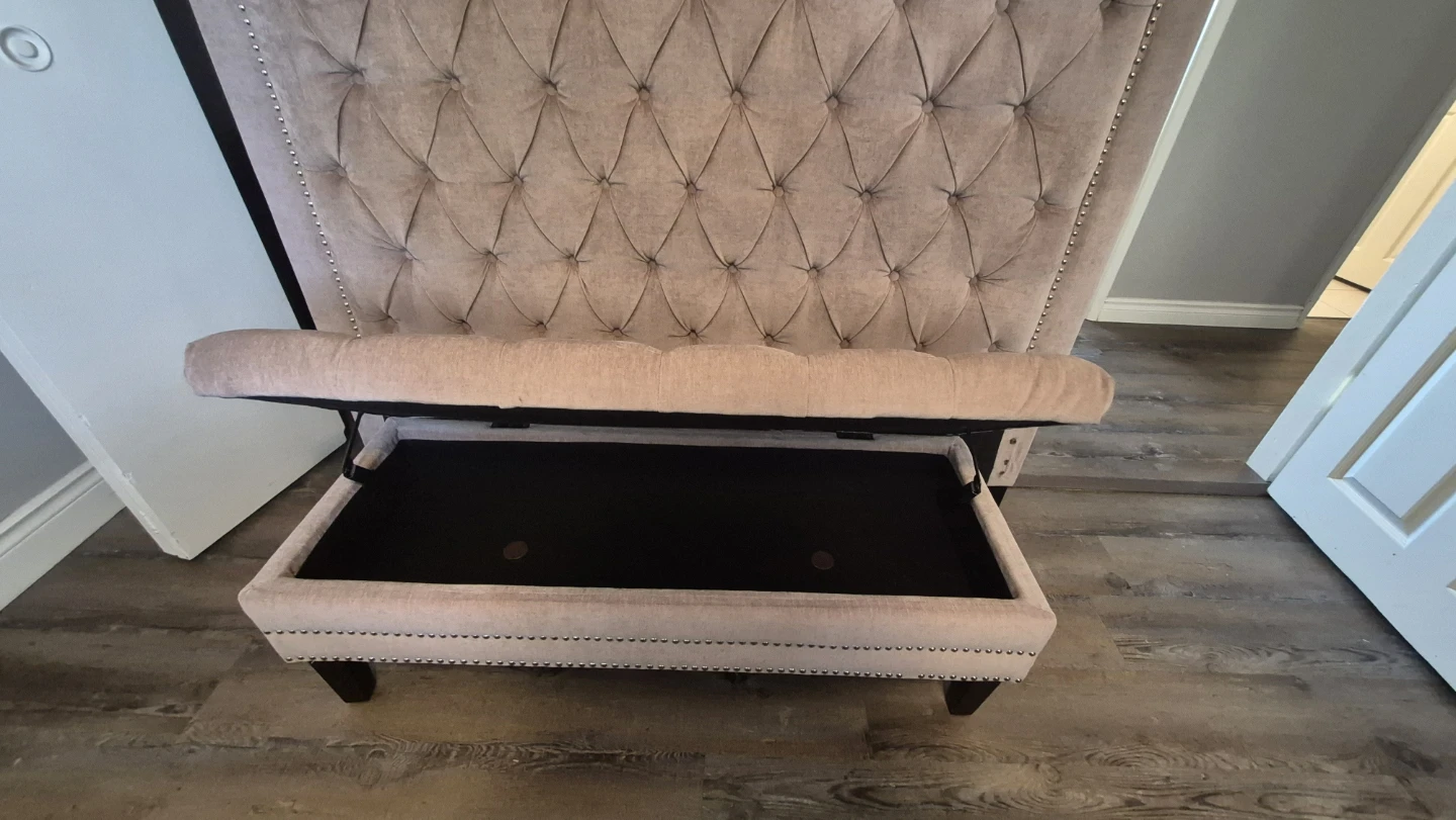 Pink Tufted Headboard and Bench Set - photo 3