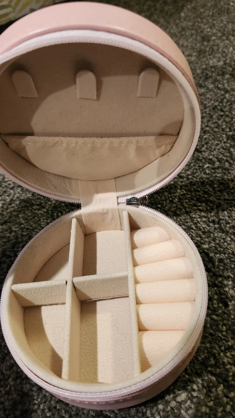 Pink Round Travel Jewelry Organizer Box