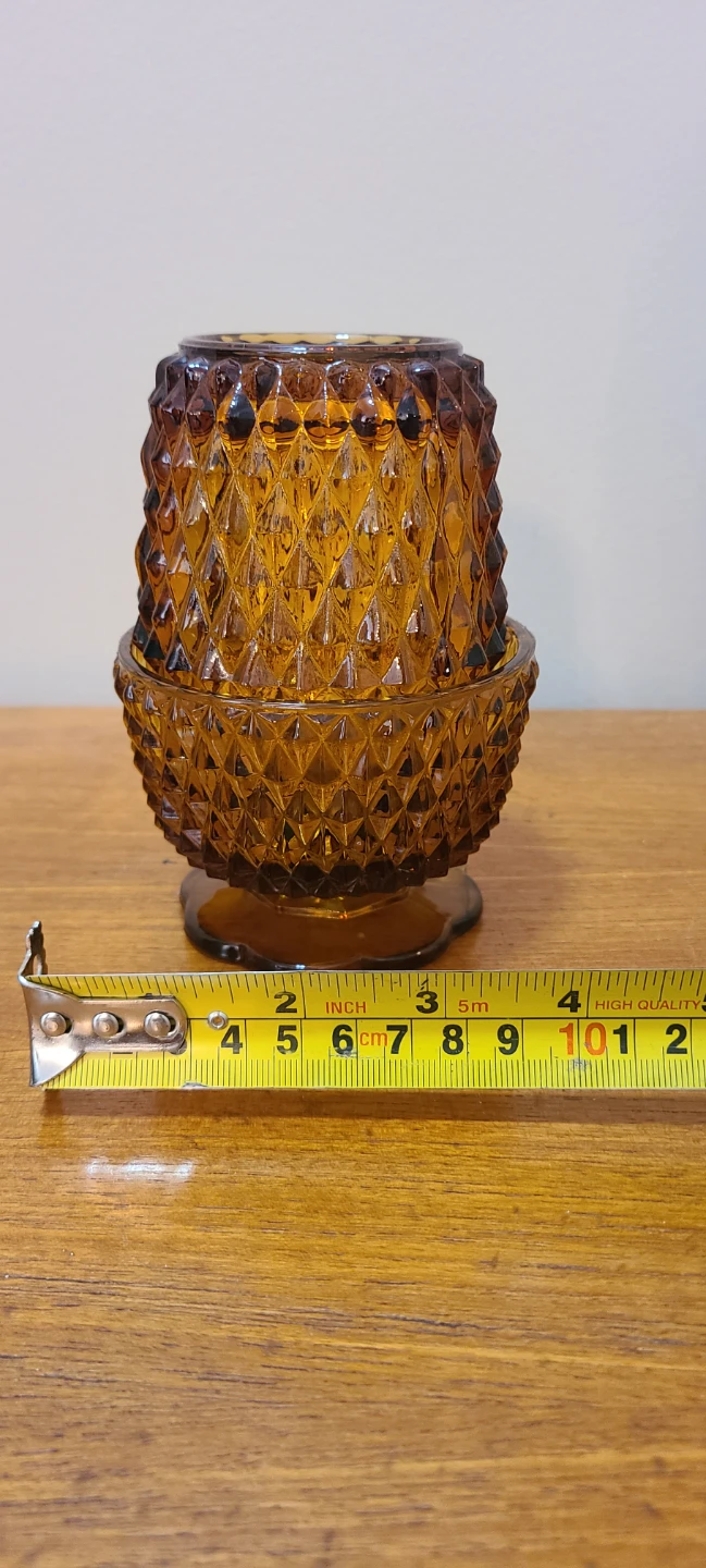 Vintage Amber Glass Votive Candle Holder