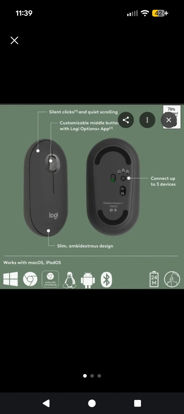 Logi Pebble Mouse 2 M350s - Dark Grey