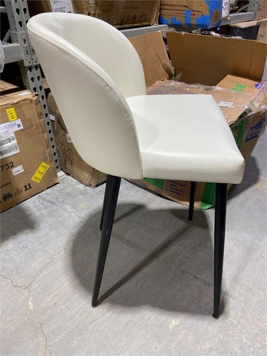 3 White Dining Chair with Black Metal Legs - photo 4