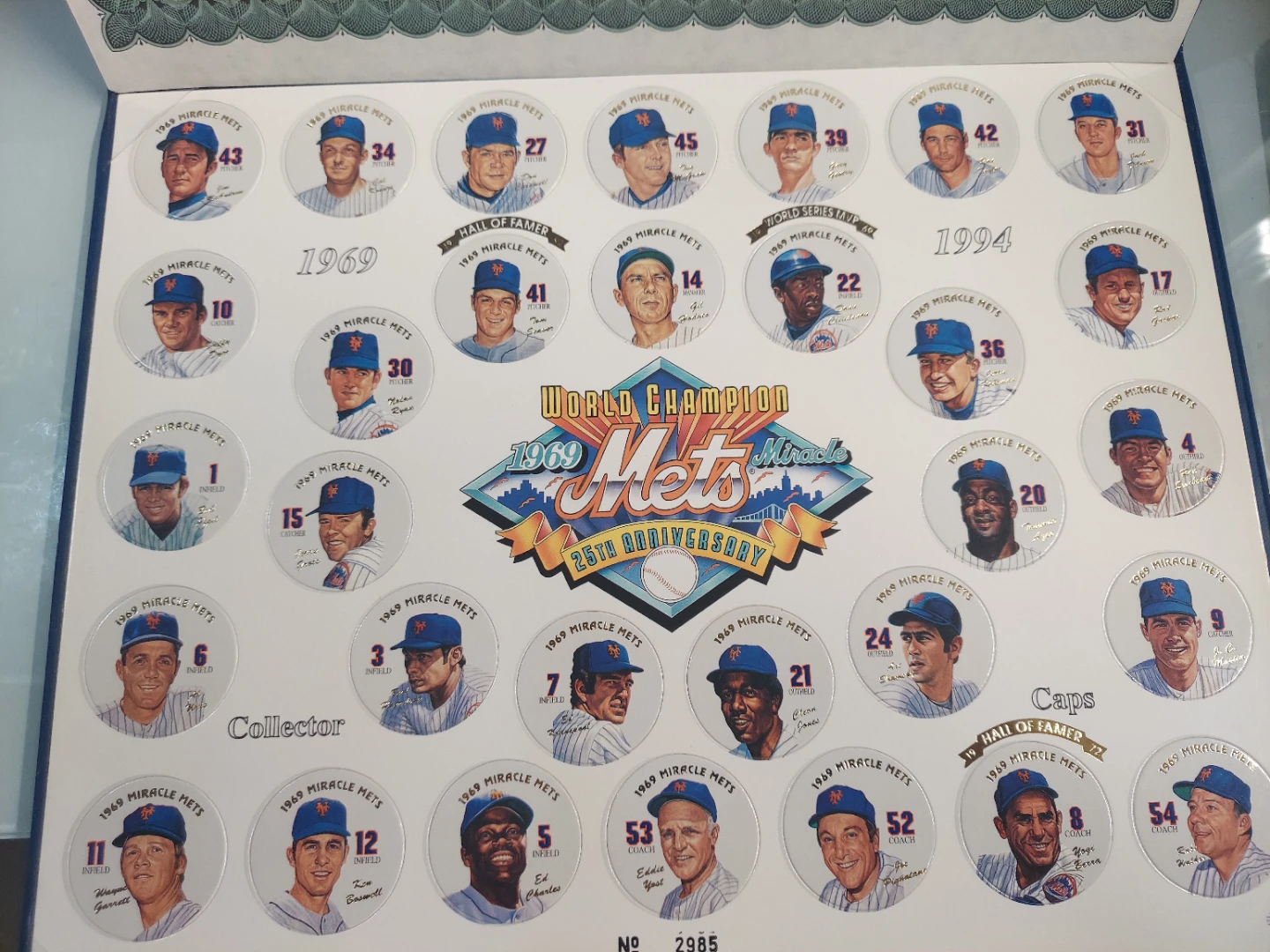 1969 World  Series Commemorative Cap Sheet