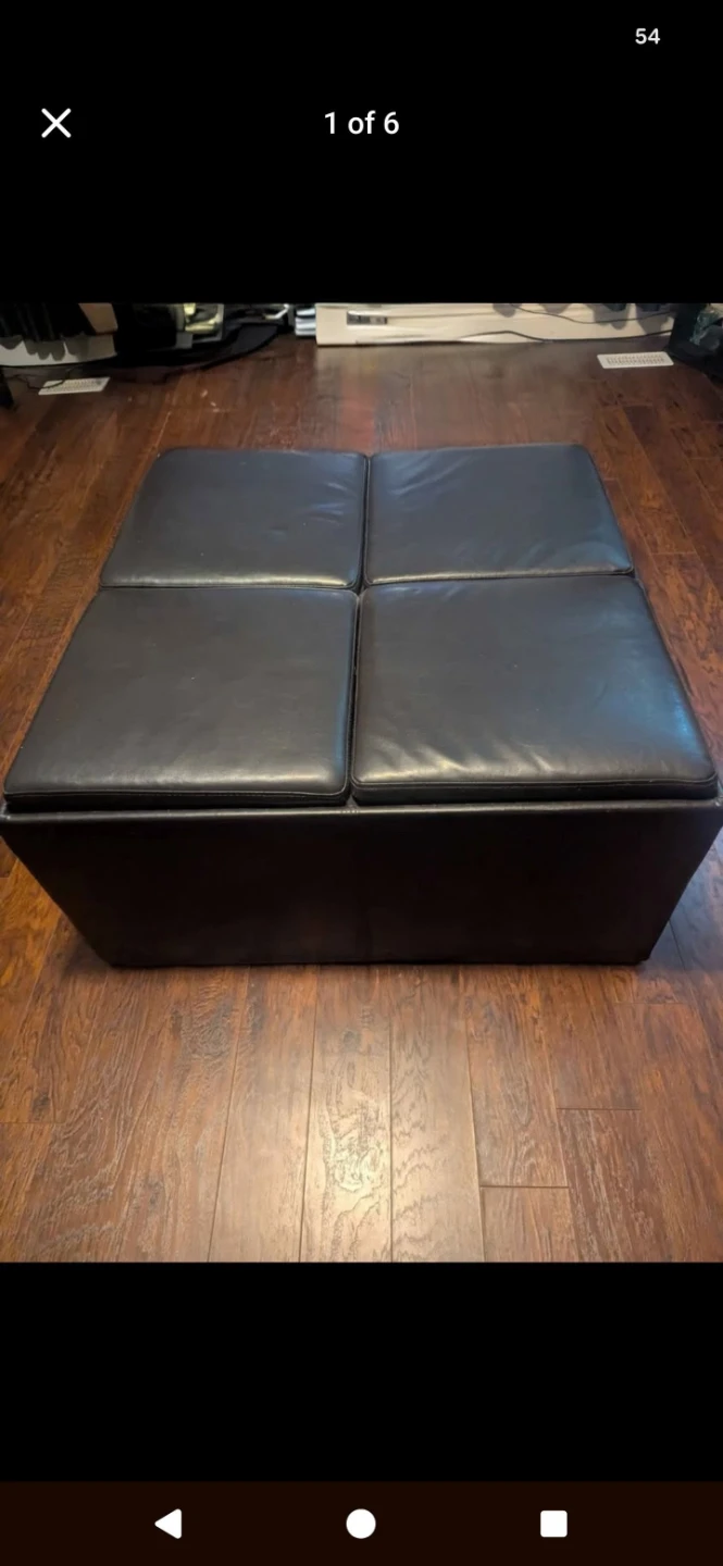 Dark brown storage ottoman with tray tops