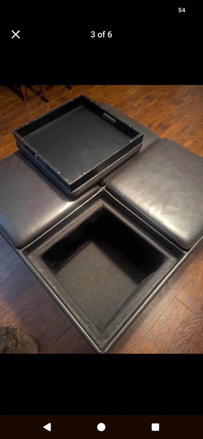 Dark brown storage ottoman with tray tops - photo 2