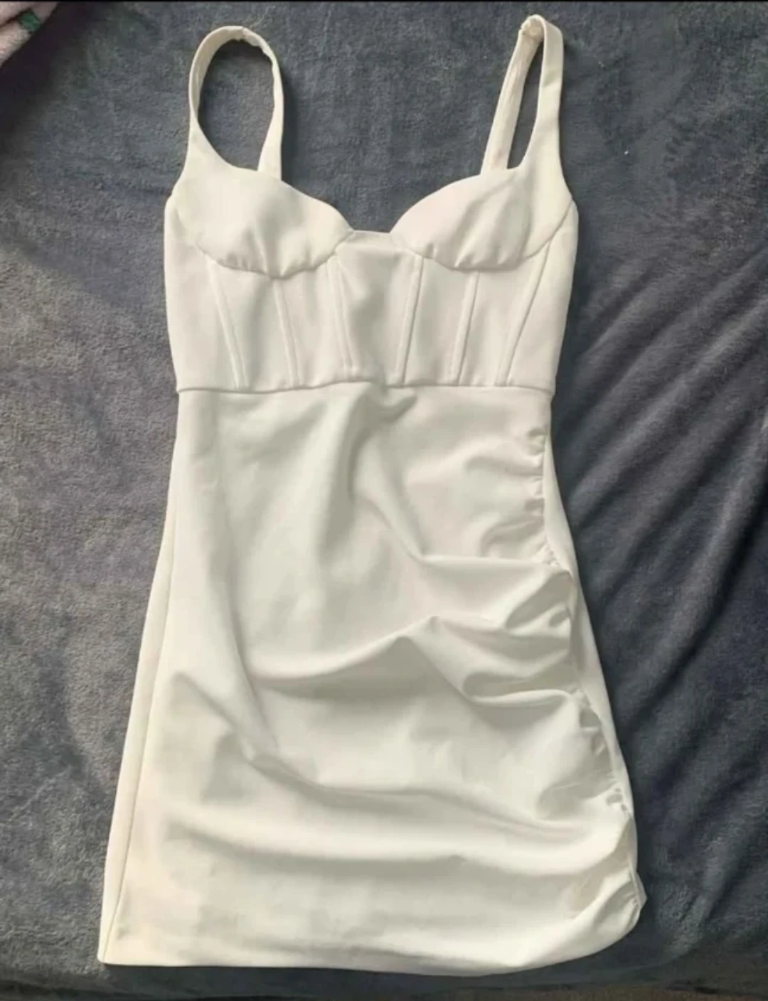 Zara White Ruched Mini Dress Size S