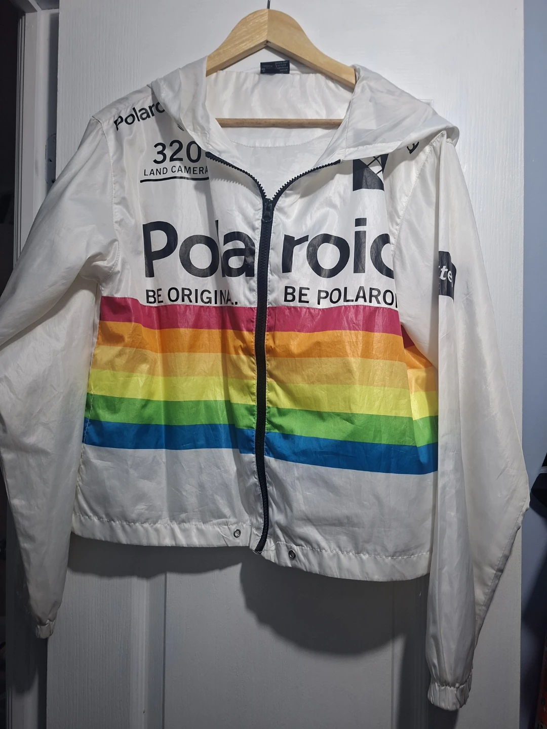 Polaroid White Rainbow Windbreaker Jacket (M)