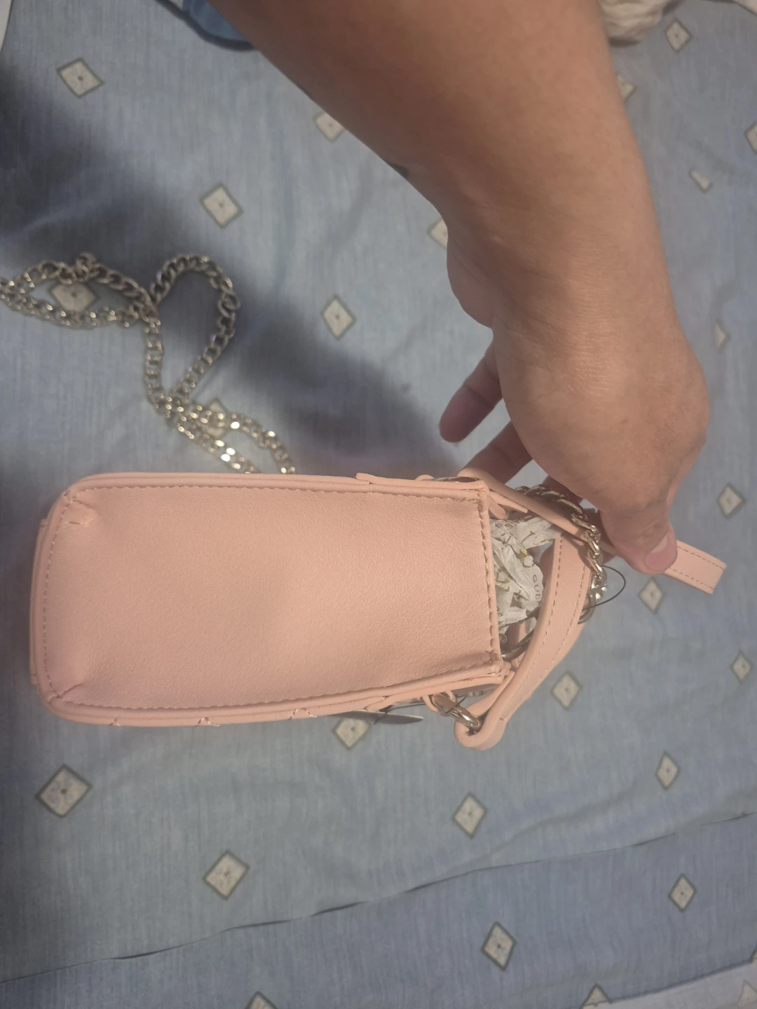 Guess Pink Quilted Mini Top Handle Bag with Chain Strap - photo 4