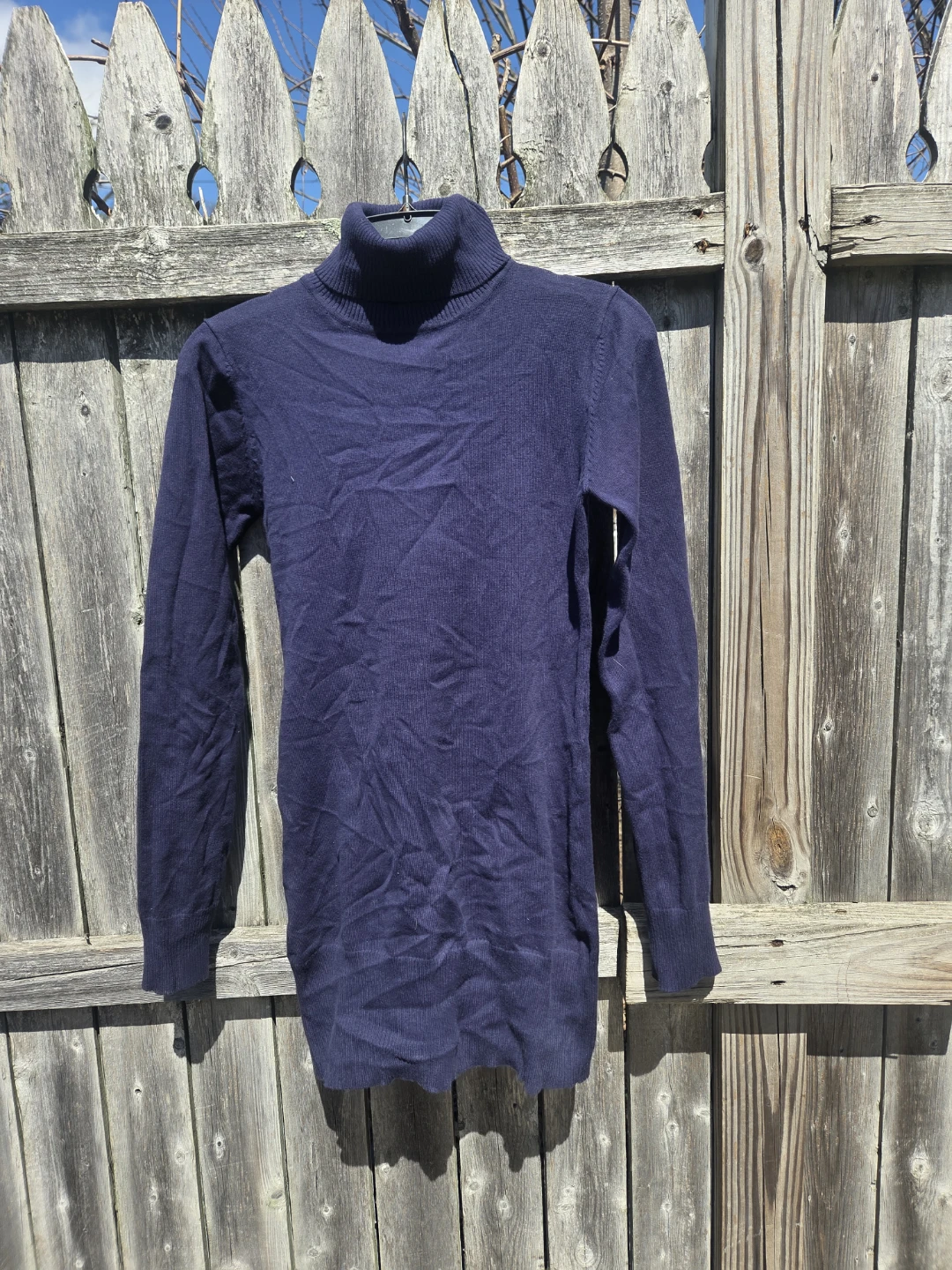 Say What? Navy Blue Turtleneck Sweater - Medium