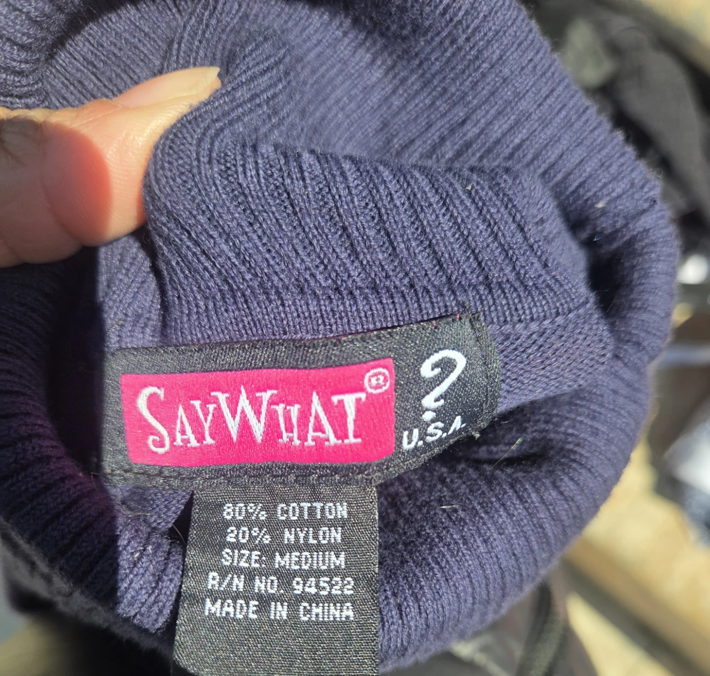 Say What? Navy Blue Turtleneck Sweater - Medium - photo 4