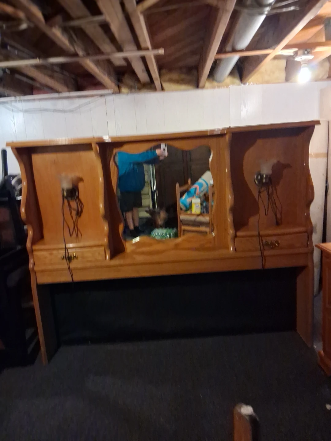 Oak Wood Bedroom Set - Wardrobe, Dresser, and Headboard - photo 3