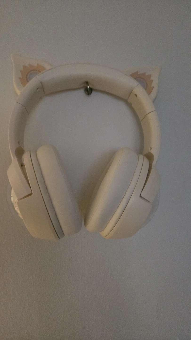 Cream Cat Ear Headphones with LED Lights bluetooth