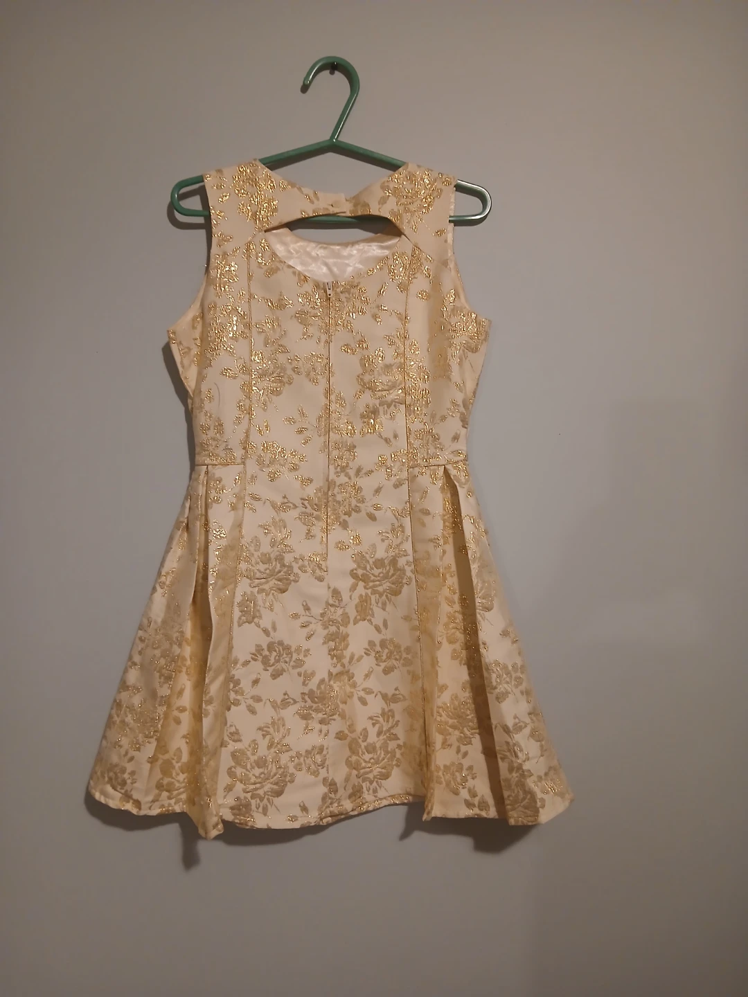 Cream and Gold Floral Brocade Dress