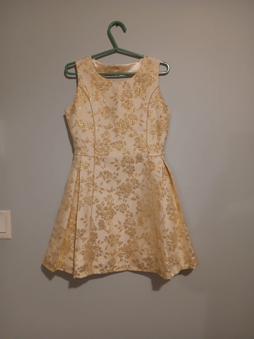 Cream and Gold Floral Brocade Dress - photo 2