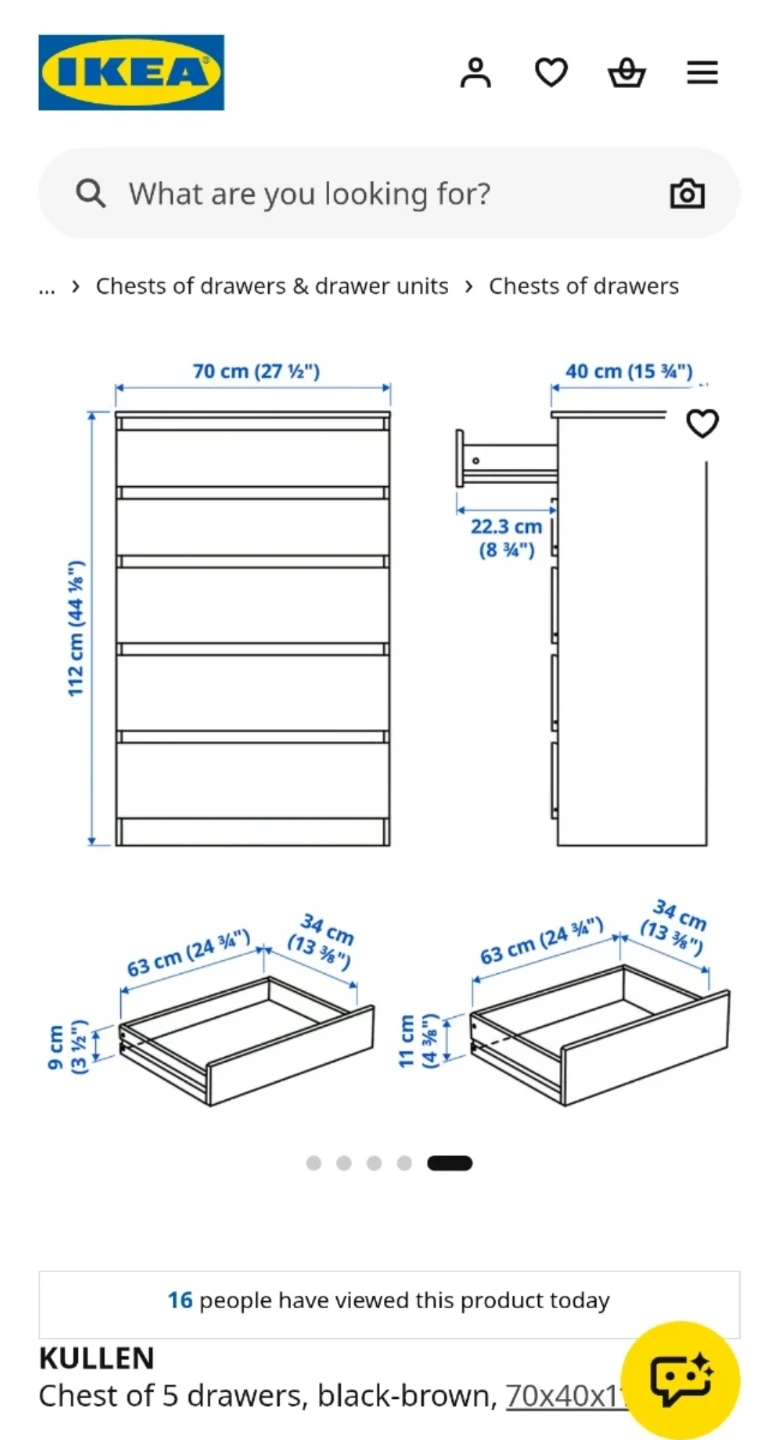 IKEA KULLEN Chest of 5 drawers, black-brown - photo 4